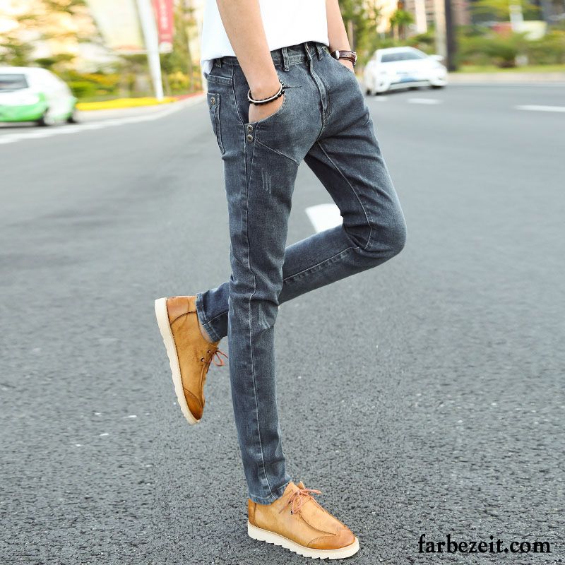 Herren Jeans Slim Fit Neu Hose Plus Samt Herbst Trend Schlank Elastisch Jeans Lange Schmales Bein Winter Verkaufen