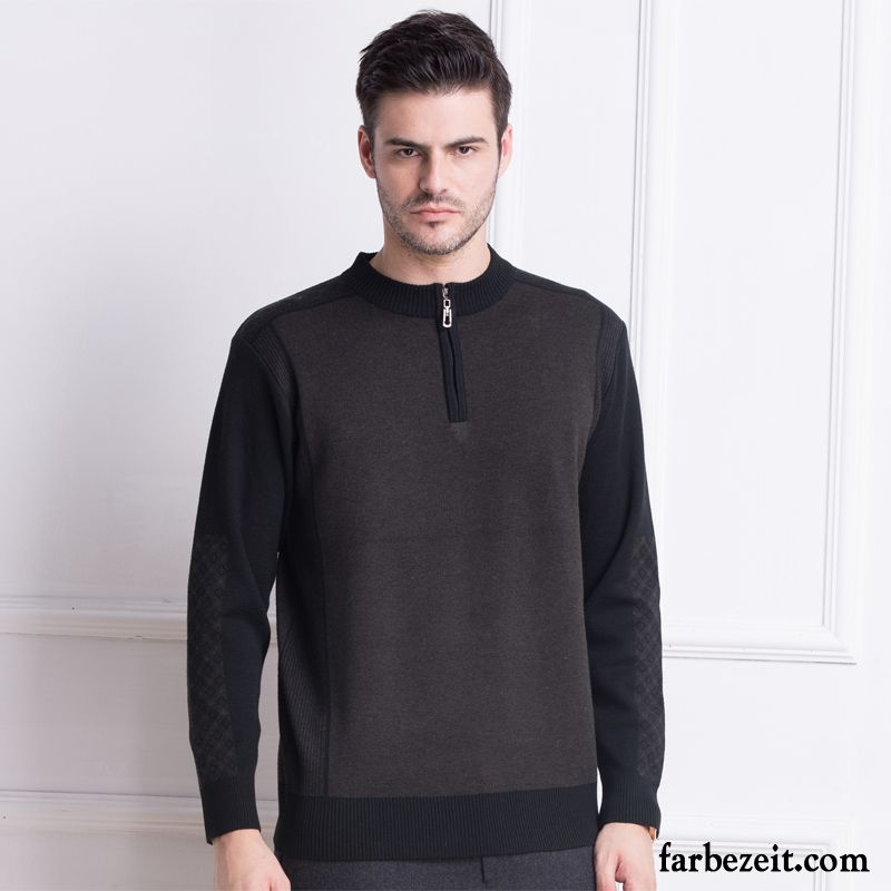 Herren Pullover Slim Fit Wollpullover Strickwaren Verdickung Reißverschluss Günstig