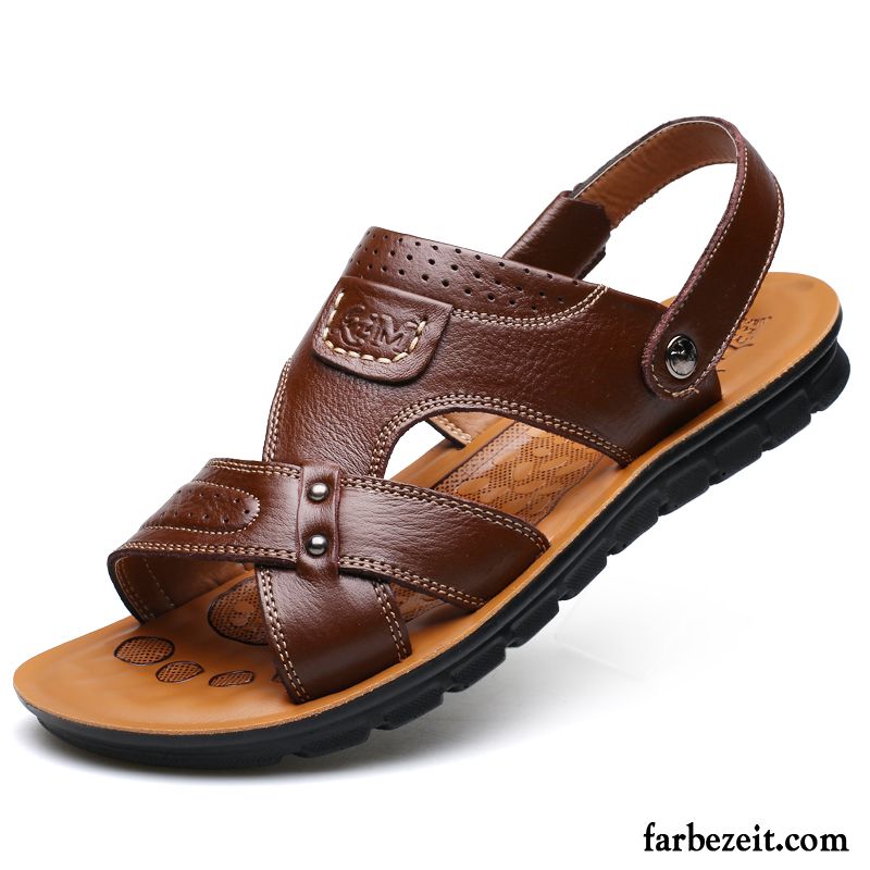 Herren Sandalen Modisch Casual Sandalen Trend Atmungsaktiv Leder Echtleder Rutschsicher Strand Schuhe Sommer Neue