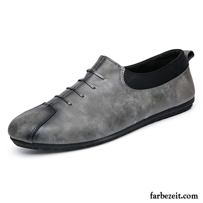 Herren Schuhe Schwarz Faul Feder Lederschue England Neue Schuhe Trend Casual Sale