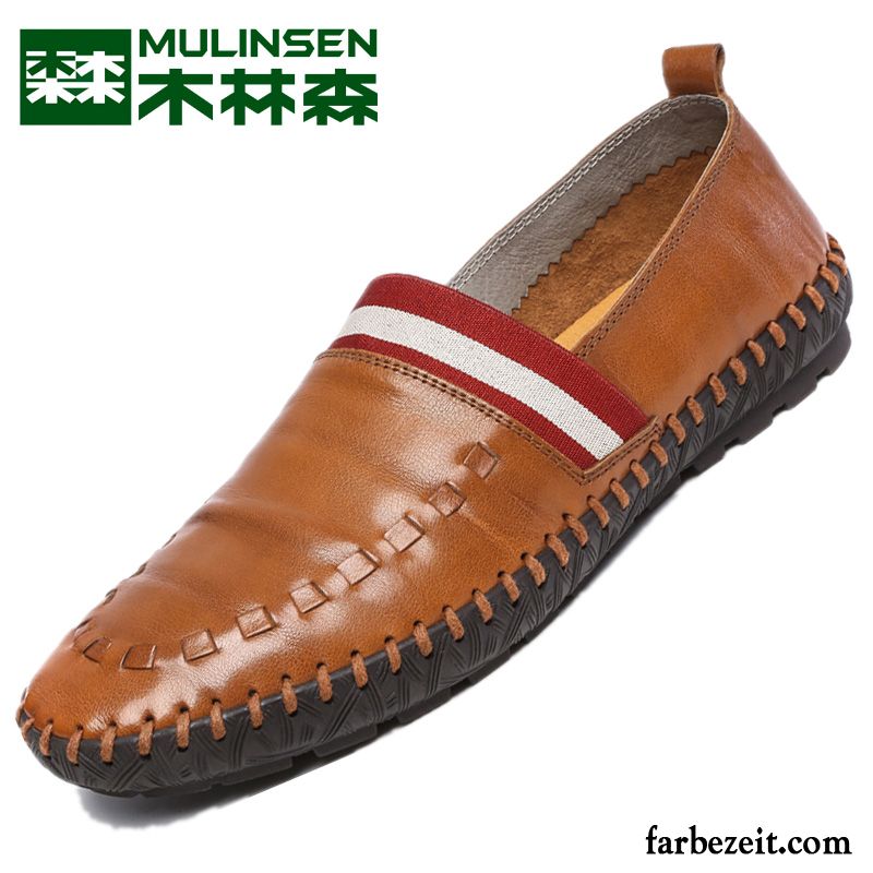 Herrenschuhe Leder Braun Lederschue Feder Herren Weiche Sohle Casual Faul Neue Schuhe Halbschuhe Echtleder Kaufen