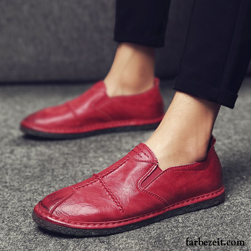 Hochzeit Schuhe Herren Rot Sommer Faul Persönlichkeit Lederschue Geschäft Casual Atmungsaktiv Schuhe Allgleiches Trend Slip-on Günstig