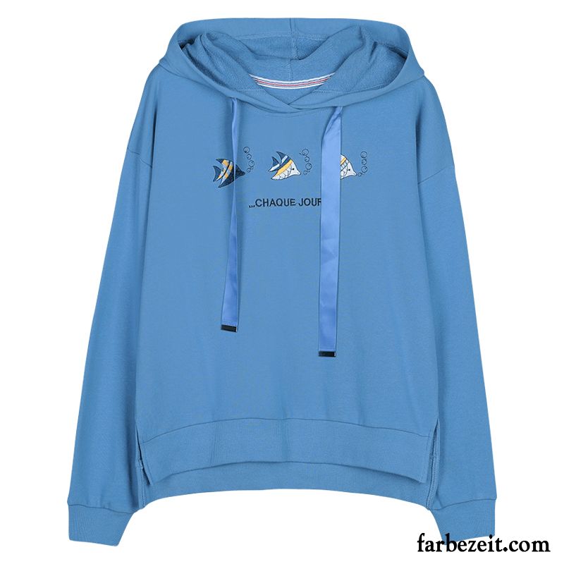 Hoodie Damen Hoodies Mit Kapuze Groß Allgleiches Trend Lose Blau