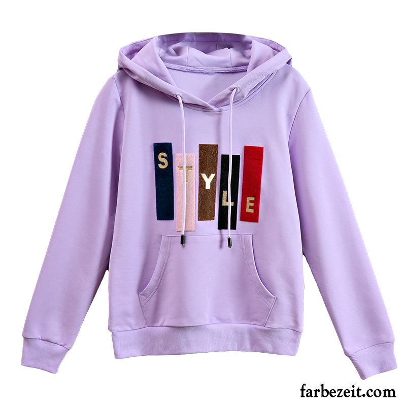 Hoodie Damen Mit Kapuze Überzieher Mode Dünn Ultra Herbst Purpur Lila