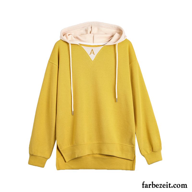 Hoodie Damen Neu Trend Feder Lose Hoodies Herbst Gelb