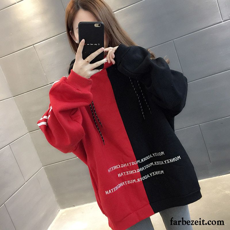 Hoodie Damen Überzieher Hoodies Dünn Herbst Trend Feder Rot