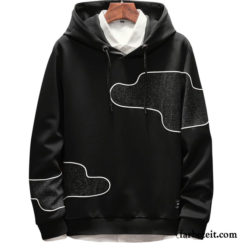 Hoodie Herren Mit Kapuze Herbst Hoodies Trend Überzieher Schlank Schwarz