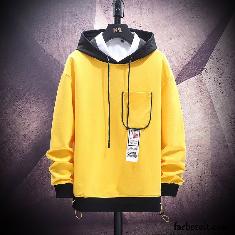 Hoodie Herren Mit Kapuze Trend T-shirts Herbst Unteres Hemd Hoodies Gelb