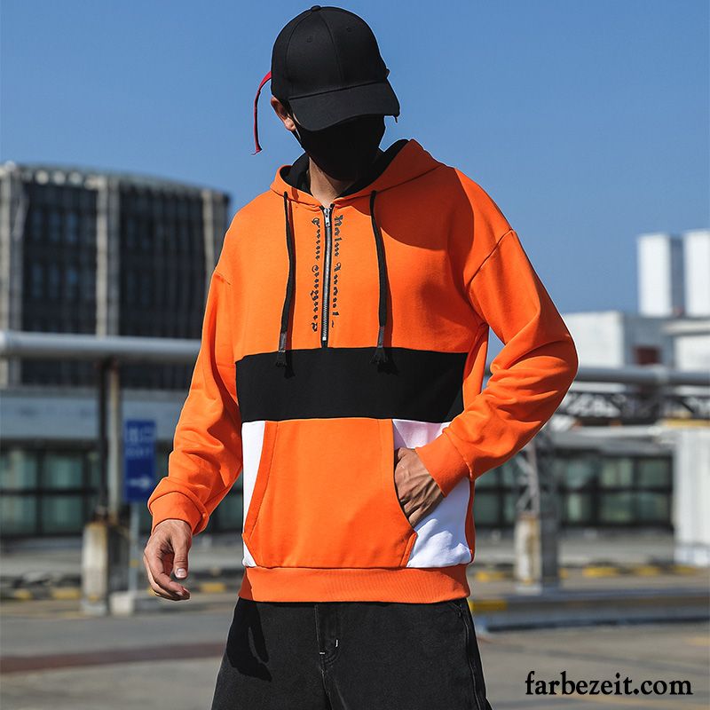 Hoodie Herren Persönlichkeit Mode Neu Mit Kapuze Lange Ärmel Hoodies Orange