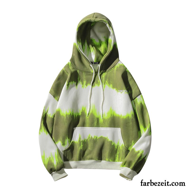 Hoodie Herren Plus Samt Große Größe Winter Mit Kapuze Hoodies Mantel Gradient Grün