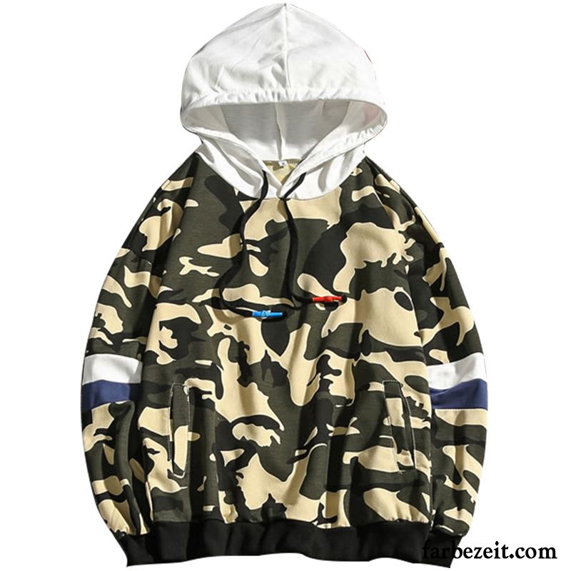 Hoodie Herren Überzieher Mit Kapuze Herbst Freizeit Hoodies Trend Camouflage Gelb