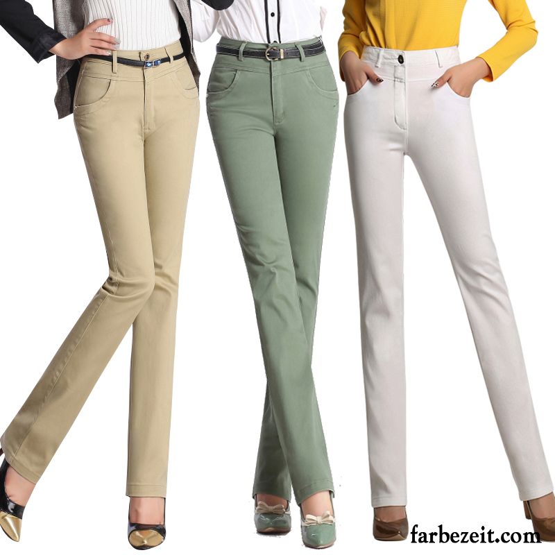 Hose Khaki Damen Elastisch Baumwolle Grün Lose Neu Hohe Taille Rein Freizeit Hose Herbst Dünn Große Größe Gerade Kaufen