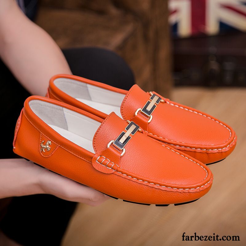Italienische Herrenschuhe Herren Herbst Neue Slip-on Faul Trend Casual Sommer Allgleiches Orange Schuhe Persönlichkeit Kaufen