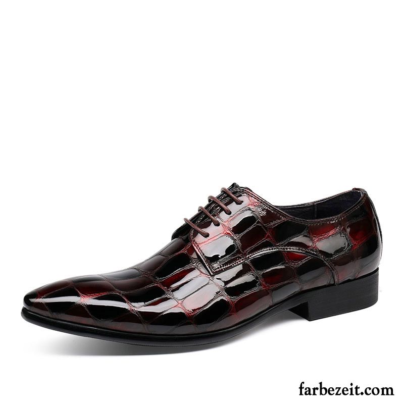 Italienische Leder Schuhe Herren Lackleder Casual Echtleder England Trend Schuhe Lederschue Spitze Hochzeit Schuhe Geschäft Rot Günstig