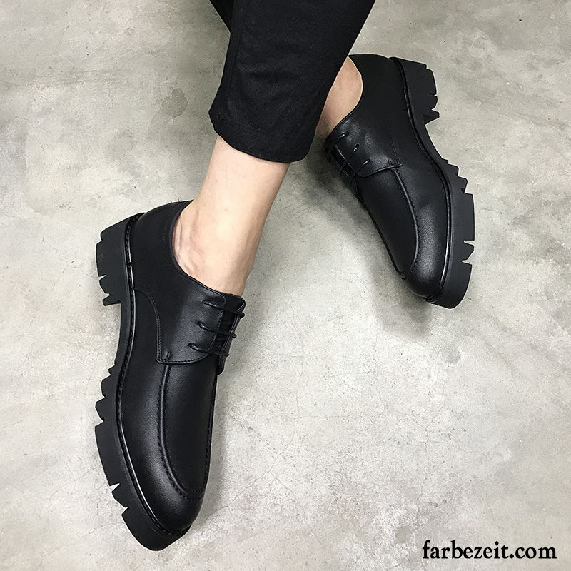Italienische Schuhe Herren Lederschue Schuhe Casual Dicke Sohle England Erhöht Schwarz Jugend Neue Günstig