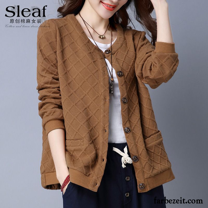 Jacke Damen Sommer Winter Herbst Rundausschnitt Lange Ärmel Rein Jacke Überzieher Strickjacke Große Größe Einfach Lose Bolero