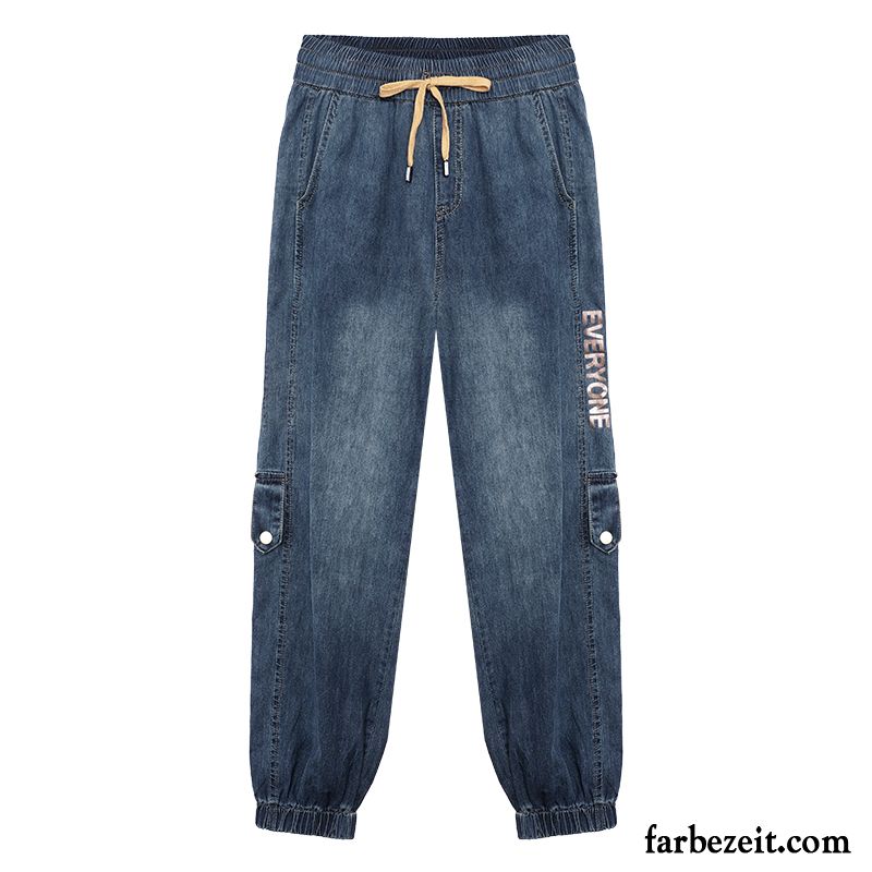 Jeans Damen Feder Lose Dünn Trend Hose Herbst Dunkelblau