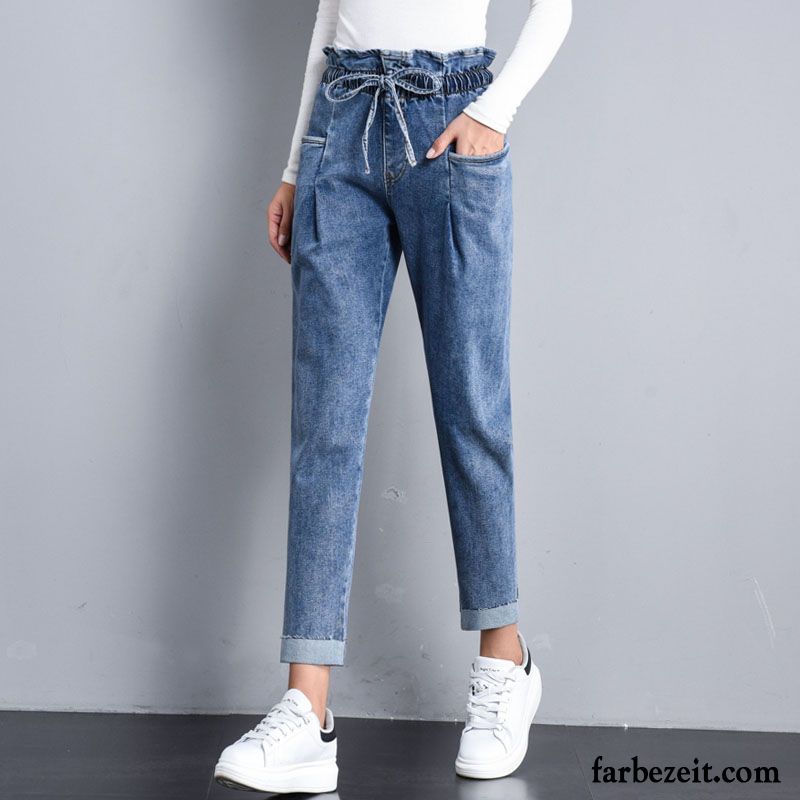 Jeans Damen Lose Gerade Herbst Harlan Feder Neu Hellblau