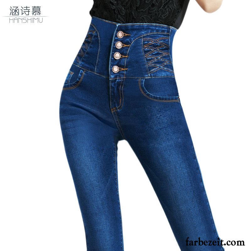 Jeans Damen Schwarz Bleistift Hose Große Größe Herbst Fest Elastisch Hohe Taille Dünn Jeans Neu Billig