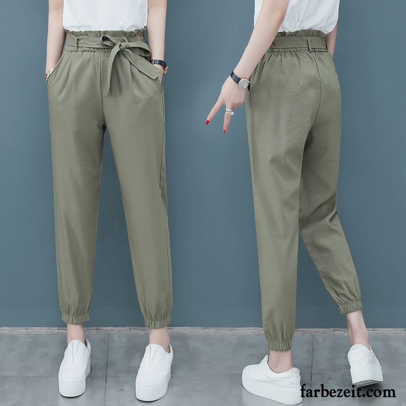 Hosen Damen Harlan Neu Dünn Lose Allgleiches Neunte Hose Army Grün