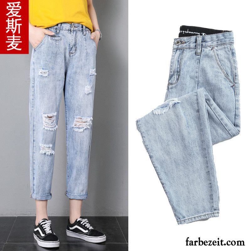 Jeans Damen Trend Schüler Sommer Neu Harlan Retro Hellblau