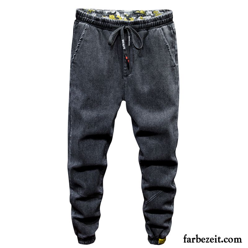 Jeans Herren Dünn Freizeit Harlan Schlank Elastisch Hose Schwarz