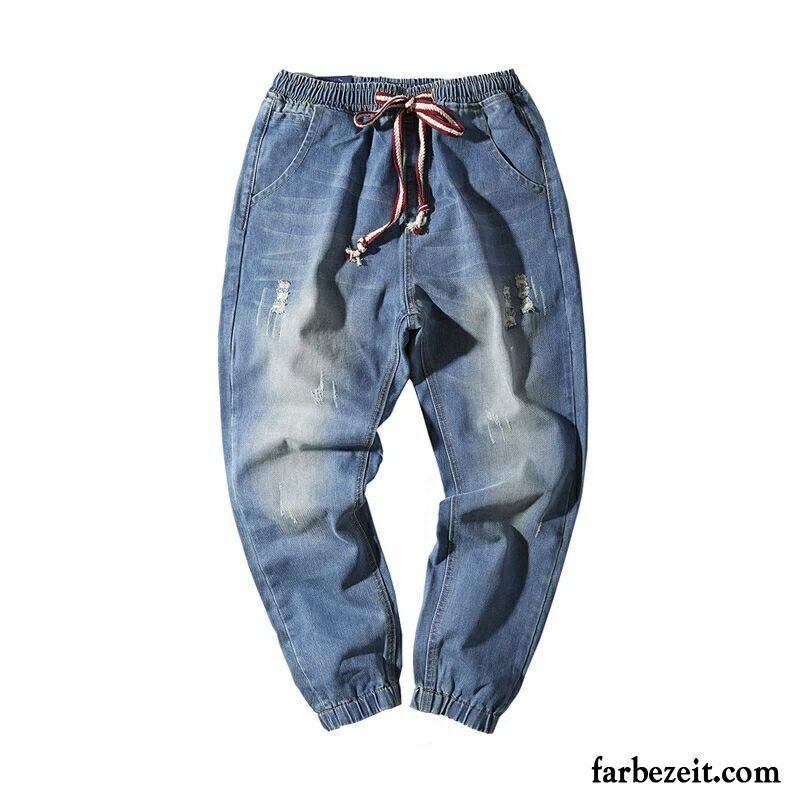 Jeans Herren Lose Hose Werkzeugbau Harlan Gerade Neunte Hose Blau