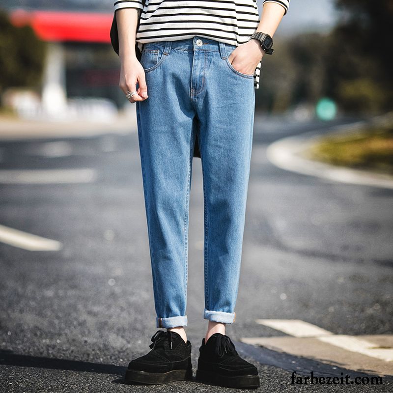 Jeans Herren Rein Hose Schmales Bein Freizeit Harlan Dünn Blau