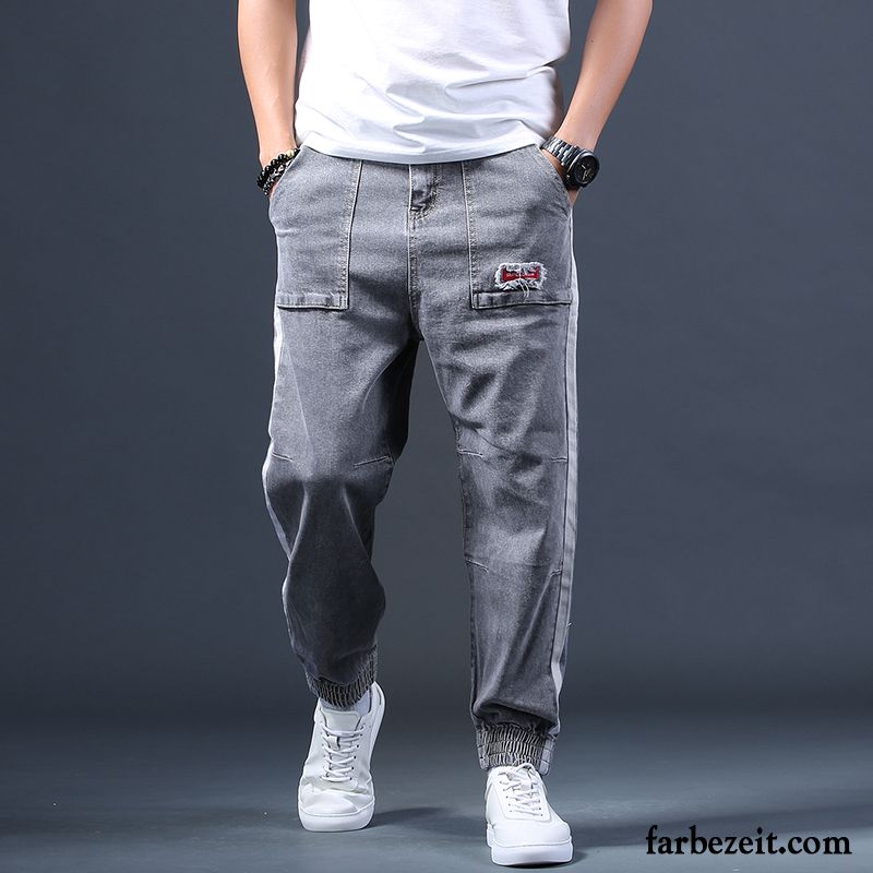 Jeans Herren Schlank Harlan Trend Lose Hose Allgleiches Grau