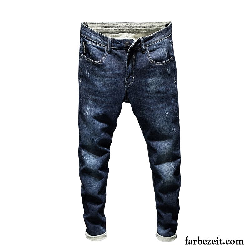 Jeans Herren Trend Elastisch Schlank Herbst Jugend Freizeit Blau