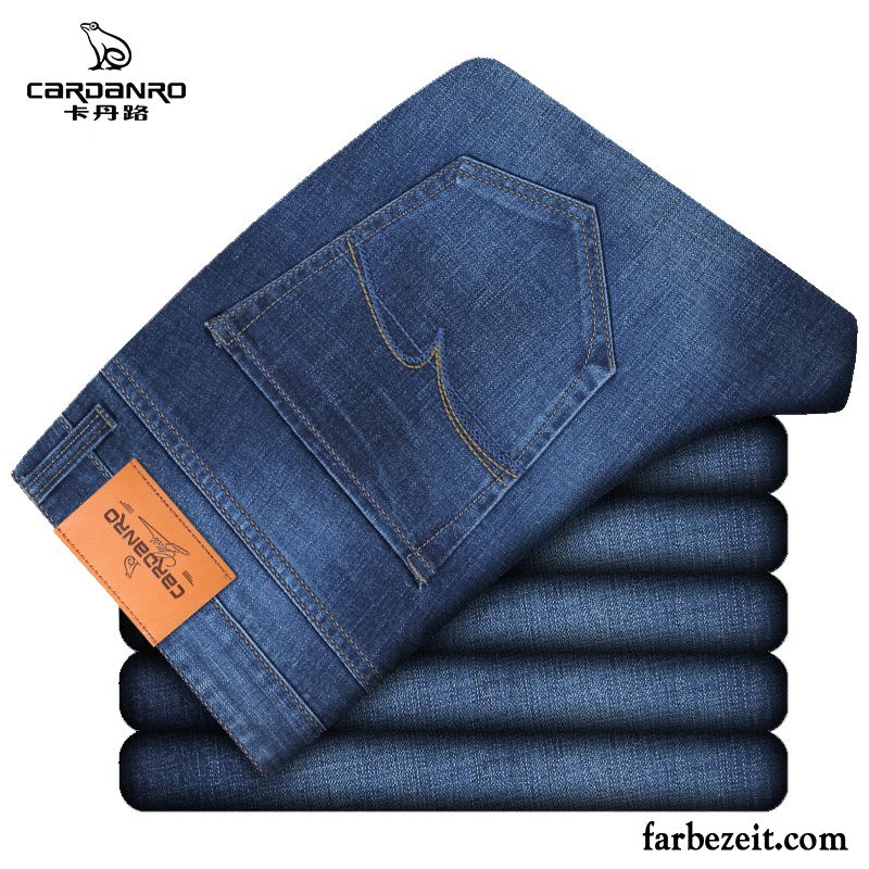 Jeans Seitentaschen Herren Freizeit Gerade Elastisch Jeans Verdickung Neu Lange Winter Verkaufen