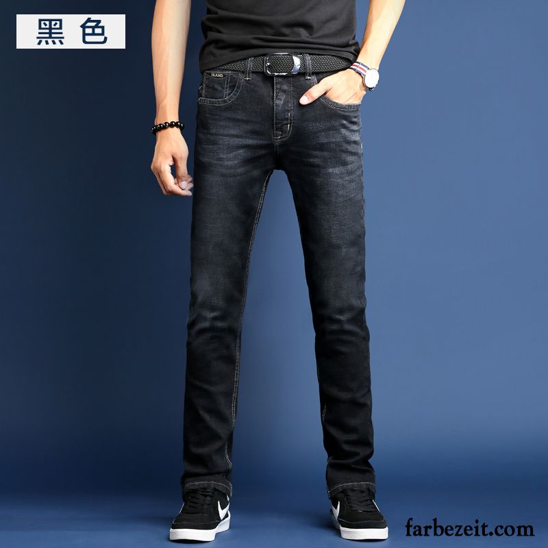 Jeans Männer Slim Fit Dünn Jugend Plus Samt Herren Hose Elastisch Lange Trend Schlank Schwarz Gerade Jeans Winter Billig