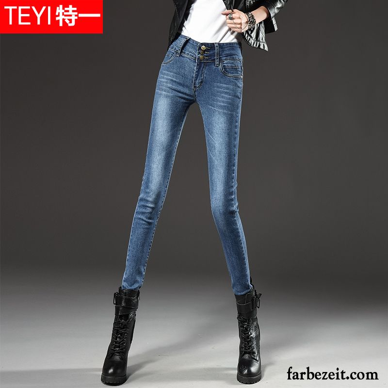 Jeans Online Shop Dünn Herbst Neu Plus Samt Bleistift Hose Damen Winter Jeans Große Größe Verdickung Hohe Taille Schlank Günstig