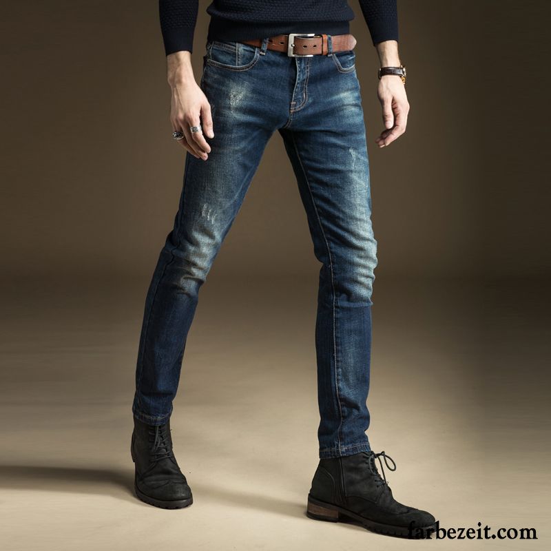 Jeans Weiß Herren Schlank Schwarz Elastisch Gerade Winter Jugend Schmales Bein Lange Herbst Trend Jeans Hose Kaufen