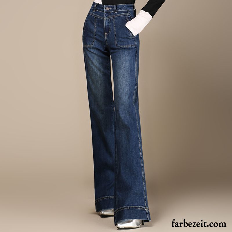 Jeansmarken Damen Hose Große Größe Jeans Feder Weites Bein Herbst Elastisch Hohe Taille Kaufen