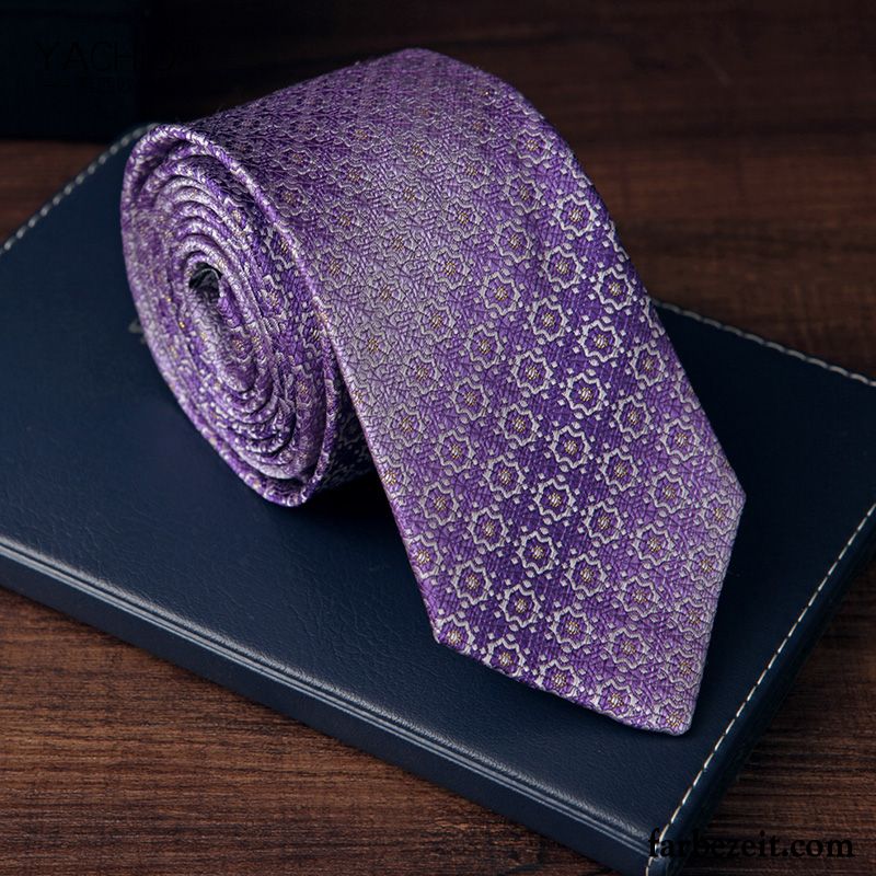 Krawatte Herren Bräutigam Formelle Kleidung Business Seide Verheiratet Geschenkbox Purpur Lila