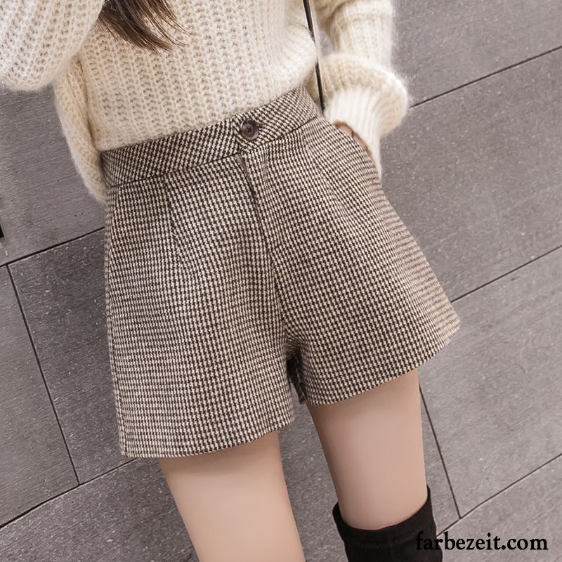 Kurze Hosen Damen Herbst Hohe Taille Mode A Schreiben Outwear Winter Khaki