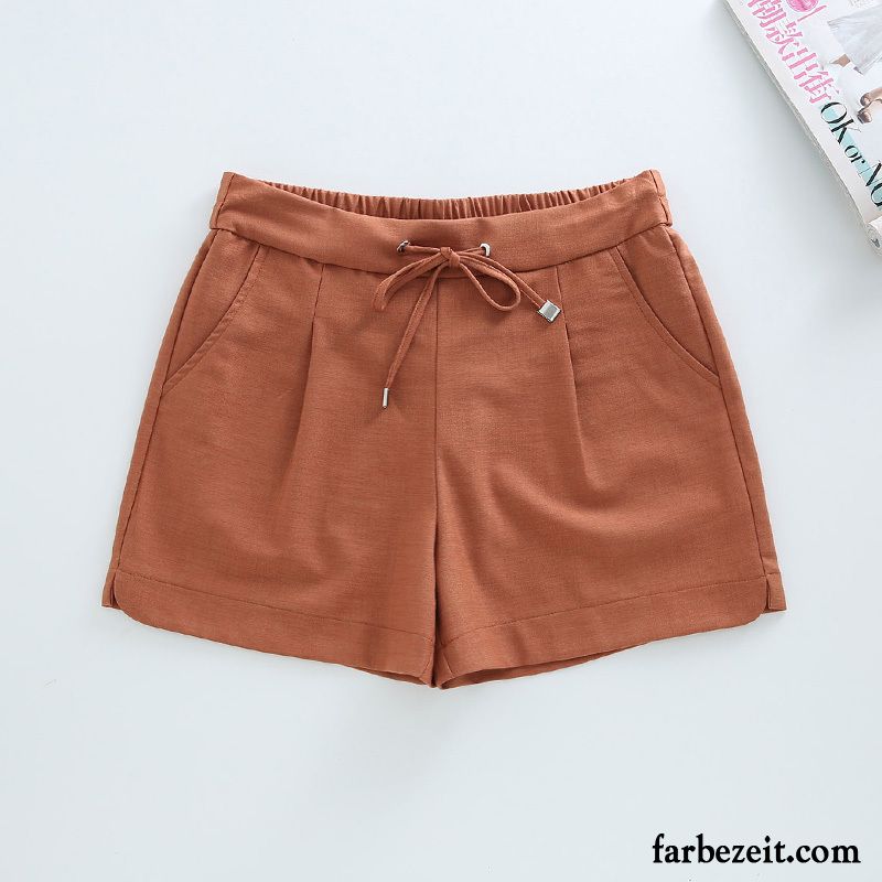 Kurze Hosen Damen Hot Pants Dünn Elastisch Lose Neu Baumwolle Braun