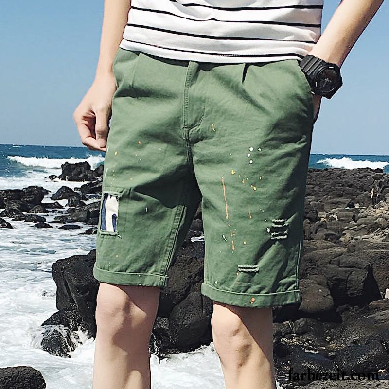 Kurze Hosen Herren Freizeit Lose Trend Schüler Sommer Army Grün