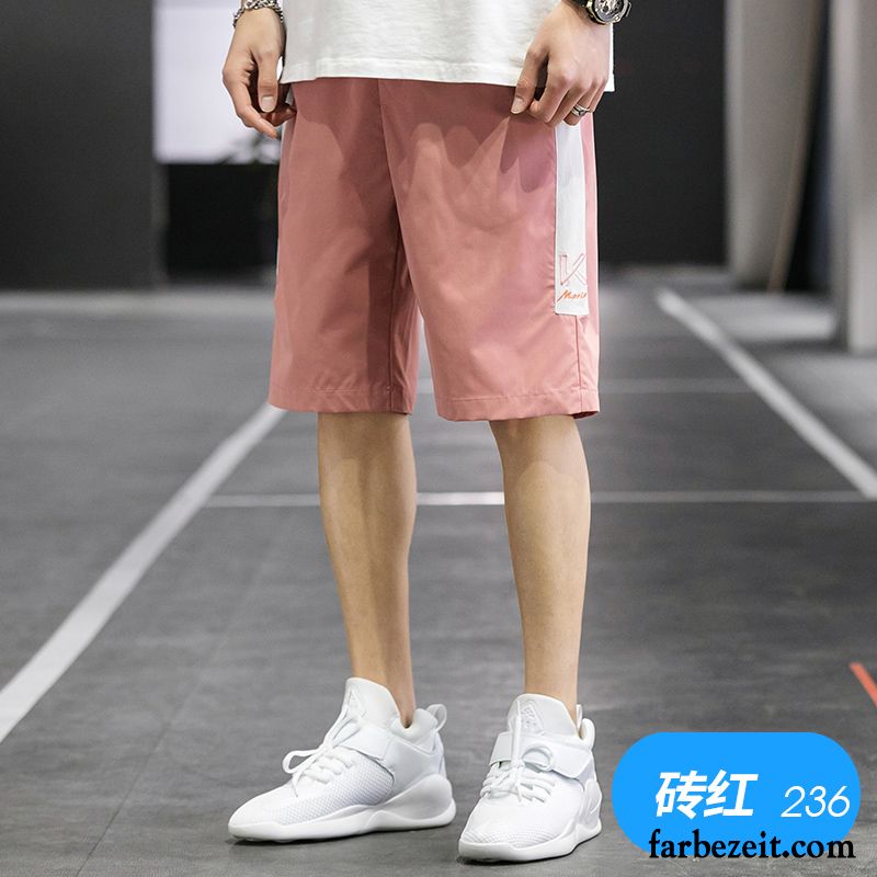 Kurze Hosen Herren Freizeit Trend Neu Gerade Lose Sommer Rot