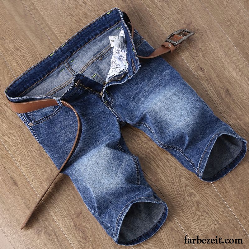 Kurze Hosen Herren Große Größe Dünn Jeans Sommer Trend Schlank Blau Schwarz