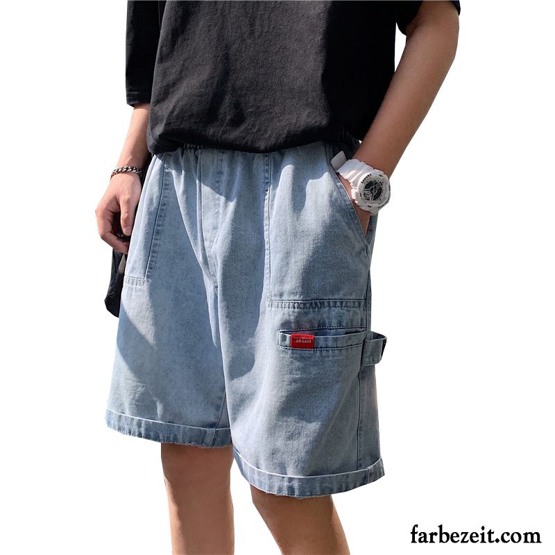 Kurze Hosen Herren Lose Neu Trend Sommer Weites Bein Allgleiches Blau