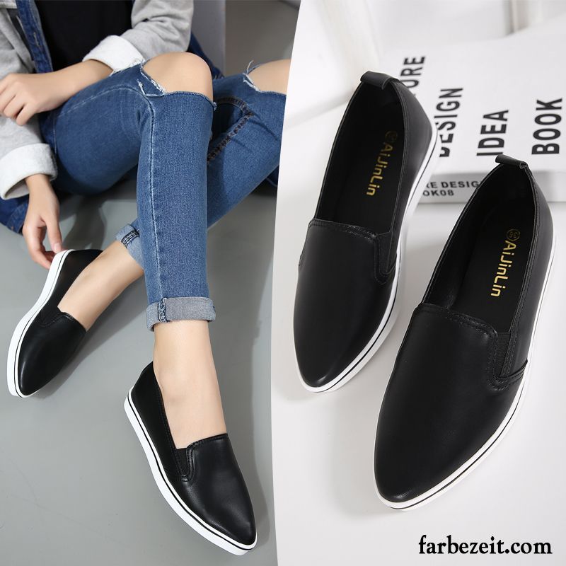 Lack Sneaker Damen Slip-on Spitze Halbschuhe Schnürschuhe Weiß Casual Feder Flache Schuhe Faul Günstig