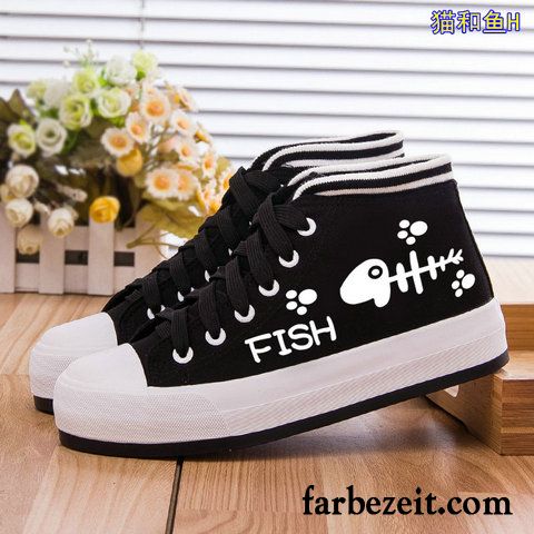 Lackschuhe Damen Flach Tuch Schuhe Casual Plateauschuhe Schüler Dicke Sohle Herbst Langschaft Flache Skaterschuhe Feder Rabatt