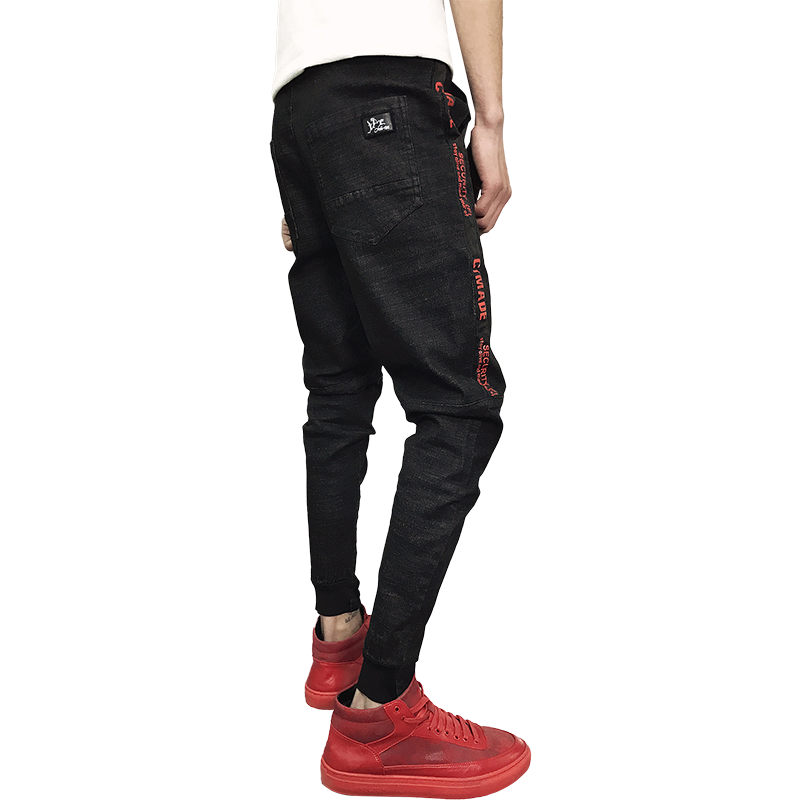 Skinny Herren Jeans Schmales Bein Hose Schlank Rote Jeans Herbst Schwarz Trend Verkaufen