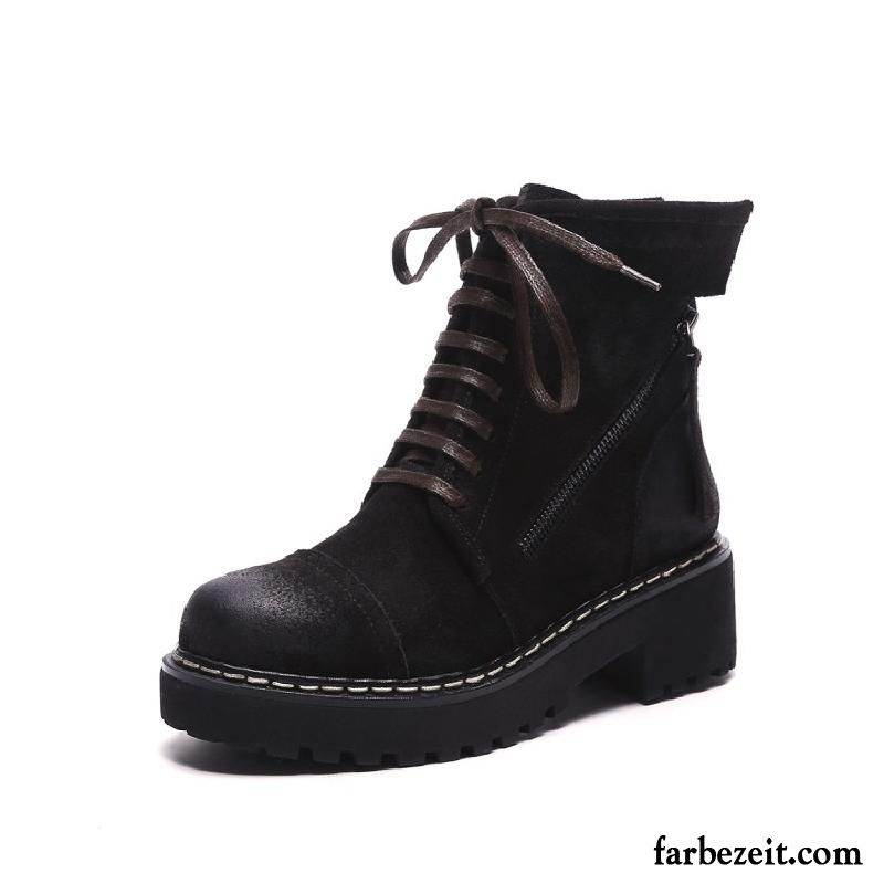 Langschaftstiefel Damen Schwarz Echtleder Schwarz Schüler England Herbst Neue Kurze Stiefel Martin Stiehlt Allgleiches Winter Kaufen