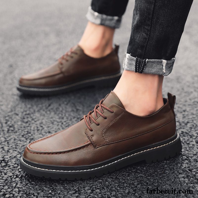 Lederschuhe Herren Allgleiches Herbst Trend Schön Casual England Braun