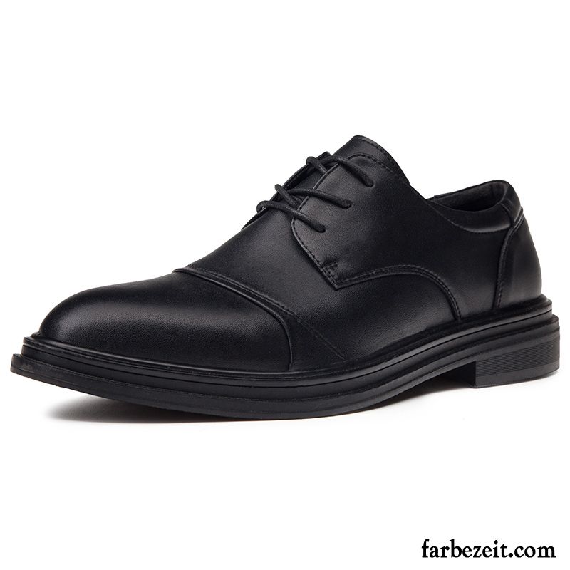 Lederschuhe Herren Casual Geschäft England Lederschue Trend Allgleiches Schwarz