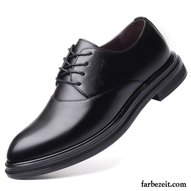 Lederschuhe Herren Geschäft Erhöht Schön Lederschue Trend Casual Schwarz