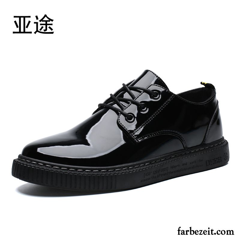 Lederschuhe Herren Neue Lackleder England Retro Trend Lederschue Schwarz